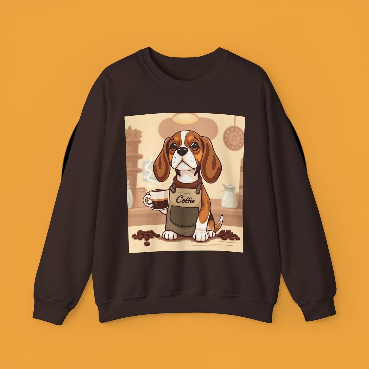 Dog Lover Crewneck Sweatshirt - Beagle Barista ☕ BARISTA BEAGLE SWEATSHIRT - BREW-TIFUL MORNINGS START HERE! ☕