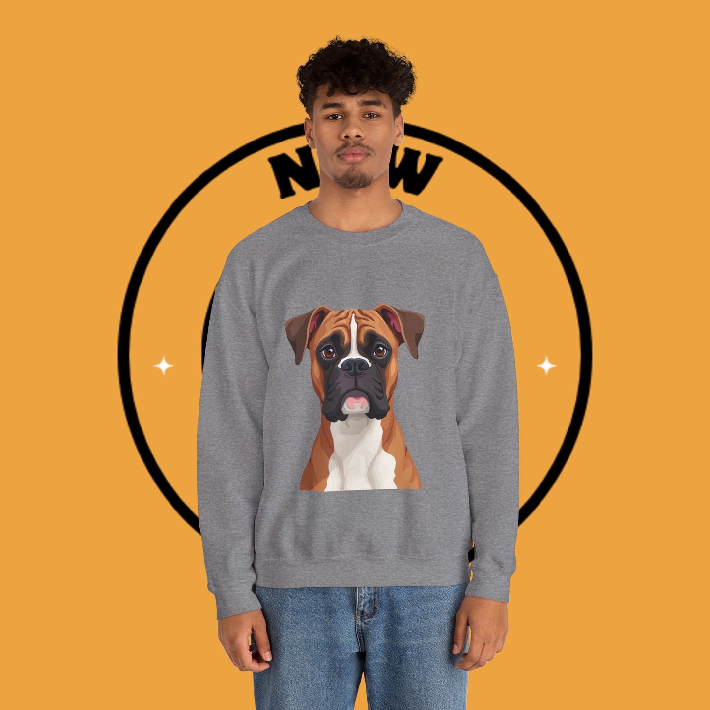 Classic Boxer Dog Portrait Crewneck Sweatshirt | Elegant Dog Lover Gift | Minimalist Boxer Art