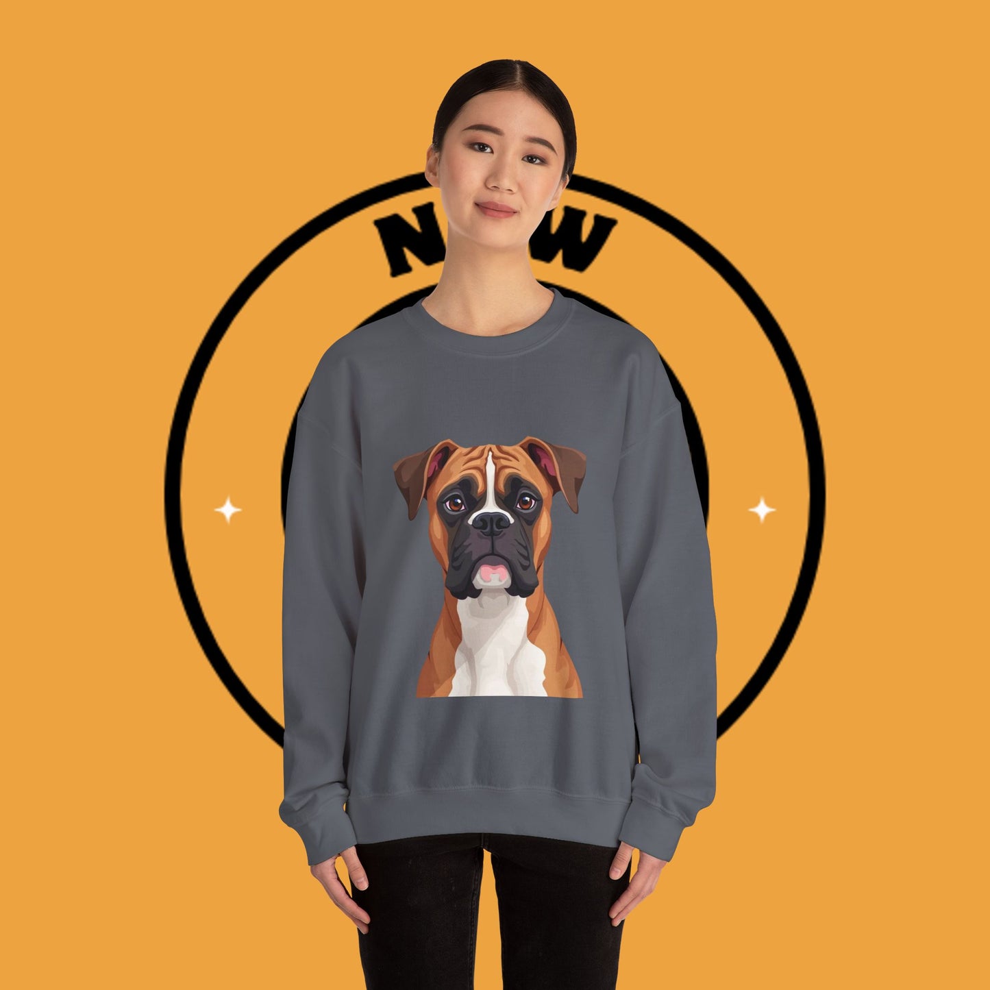 Classic Boxer Dog Portrait Crewneck Sweatshirt | Elegant Dog Lover Gift | Minimalist Boxer Art