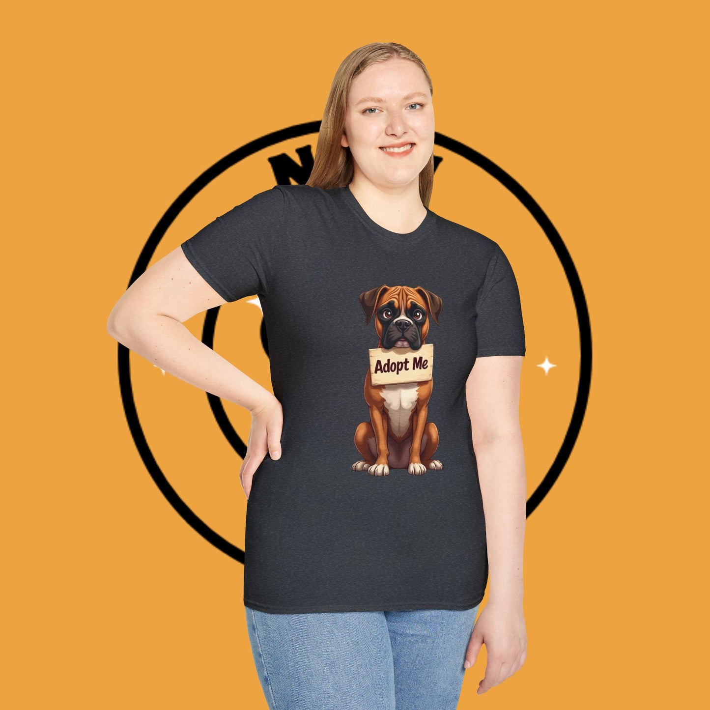Adopt Me Boxer Dog T-Shirt - Cute Animal Rescue Awareness Tee for Dog Lovers