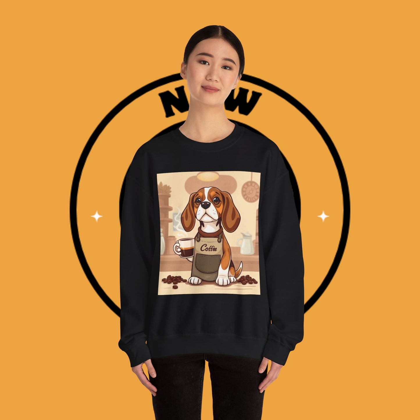 Dog Lover Crewneck Sweatshirt - Beagle Barista ☕ BARISTA BEAGLE SWEATSHIRT - BREW-TIFUL MORNINGS START HERE! ☕