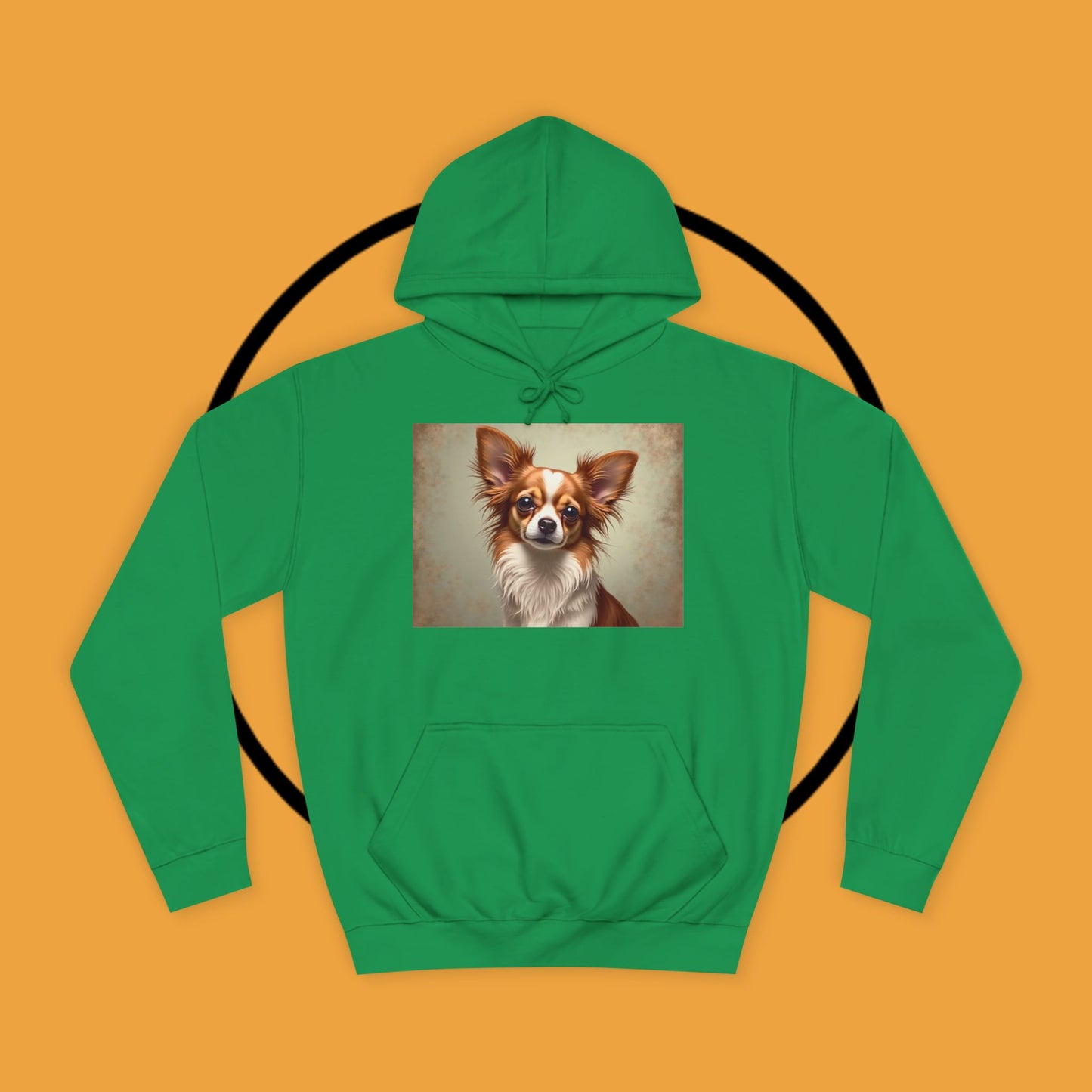 "Long Haired Chihuahua Portrait Hoodie | Elegant Pet Art | Classic Dog Painting Style | Beautiful Chihuahua Gift"