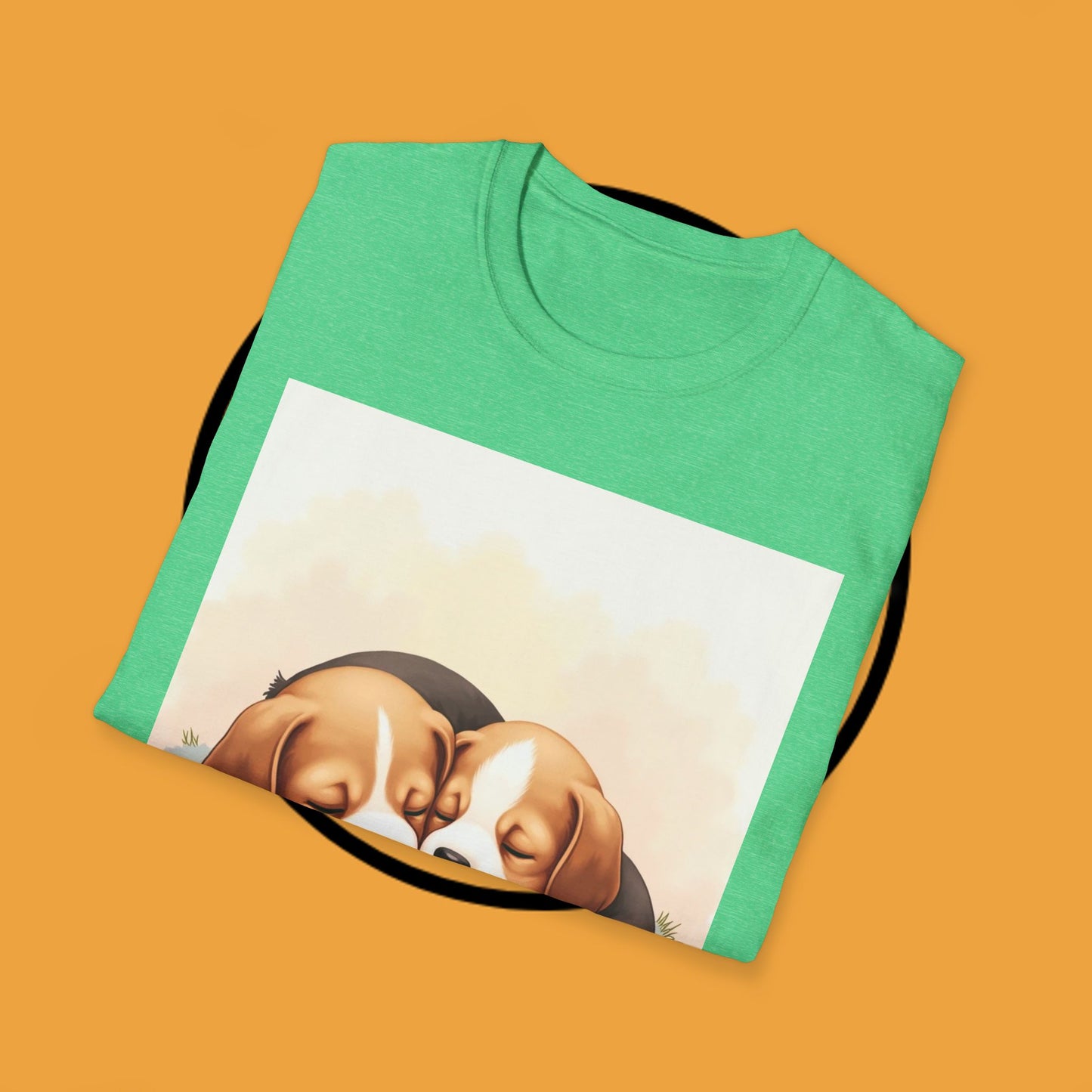 Beagle Twin Puppies Cuddling T-Shirt - Adorable Sleeping Puppies Design | Perfect Gift for Dog Lovers & Siblings