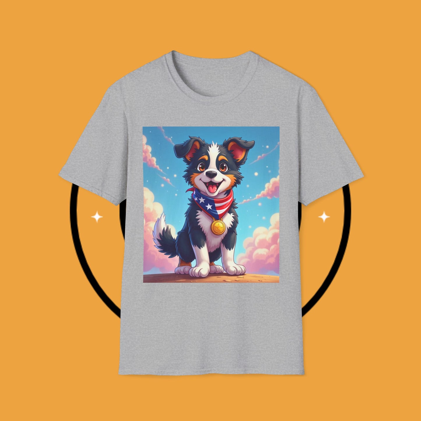 "All-American Champion Puppy" - Patriotic Hero Dog T-Shirt - Patriotic Puppy Dog T-Shirt - American Flag Bandana Champion Dog Tee | USA Pride Pet Lover Gift