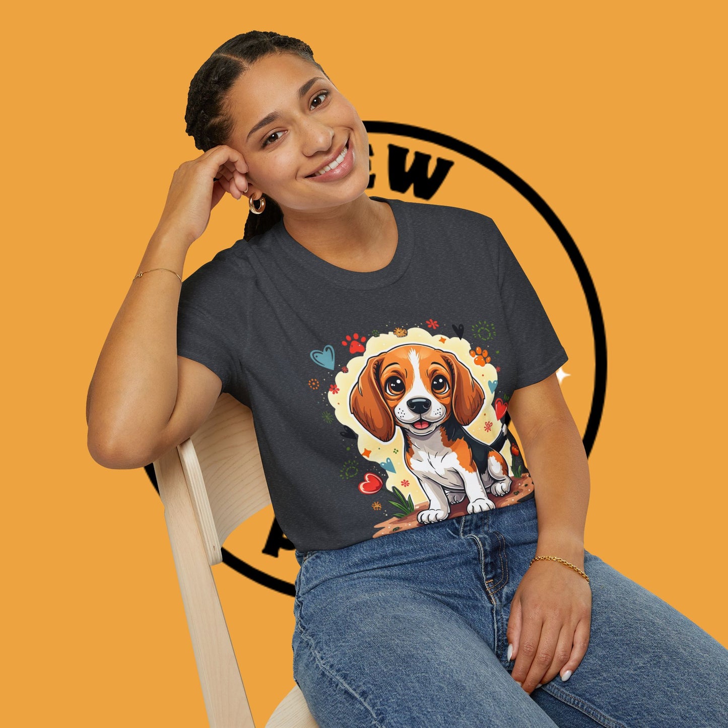 Adorable Beagle Puppy with Hearts & Paws T-Shirt - Cute Dog Love Design Graphic Tee