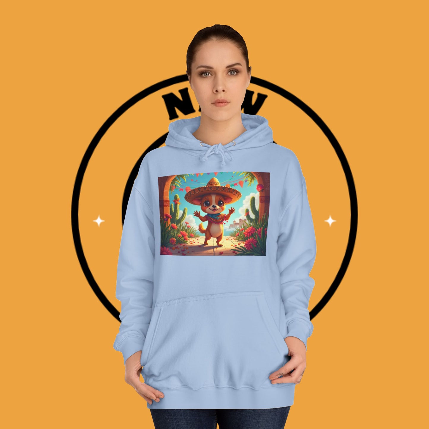 "Mexican Sombrero Chihuahua Hoodie | Fiesta Dog Celebration Wear | Authentic México Desert Art | Cinco de Mayo Gift"