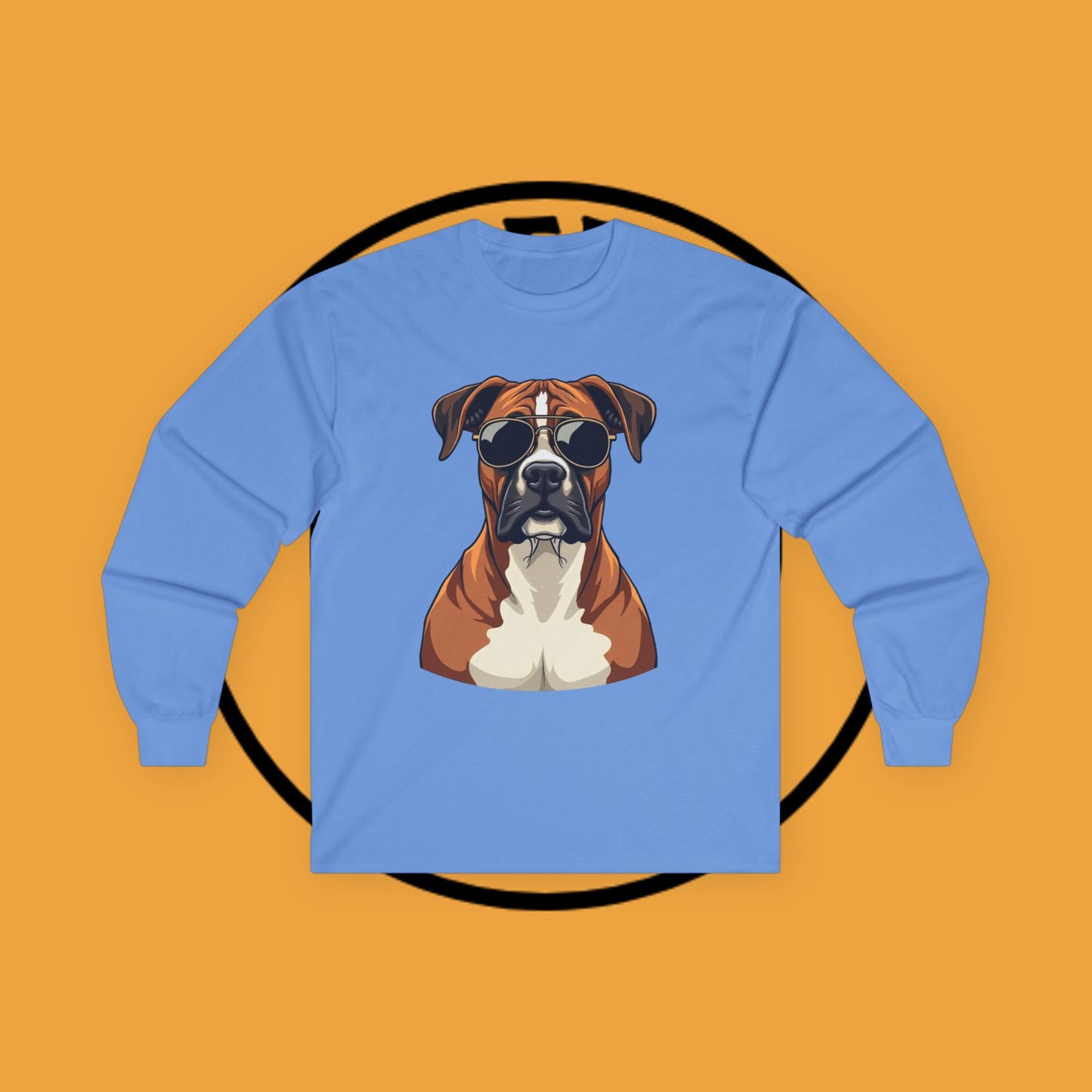 Cool Boxer Dog with Sunglasses Long Sleeve T-Shirt - Funny Aviator Style Design