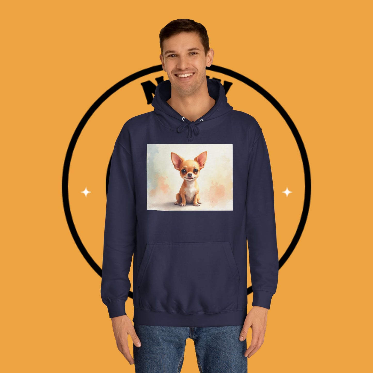 Watercolor Chihuahua Puppy Hoodie - Artistic Dog Portrait Sweatshirt