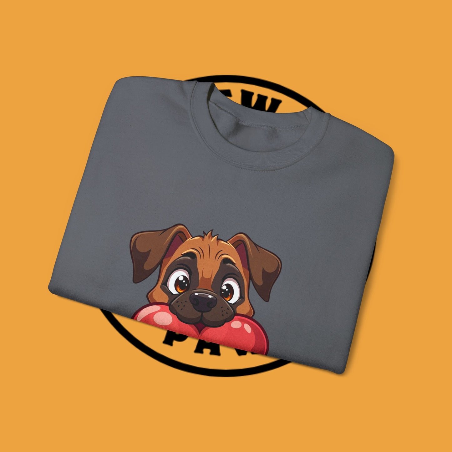 Adorable Puppy Love Heart Crewneck Sweatshirt - Perfect Gift for Dog Lovers