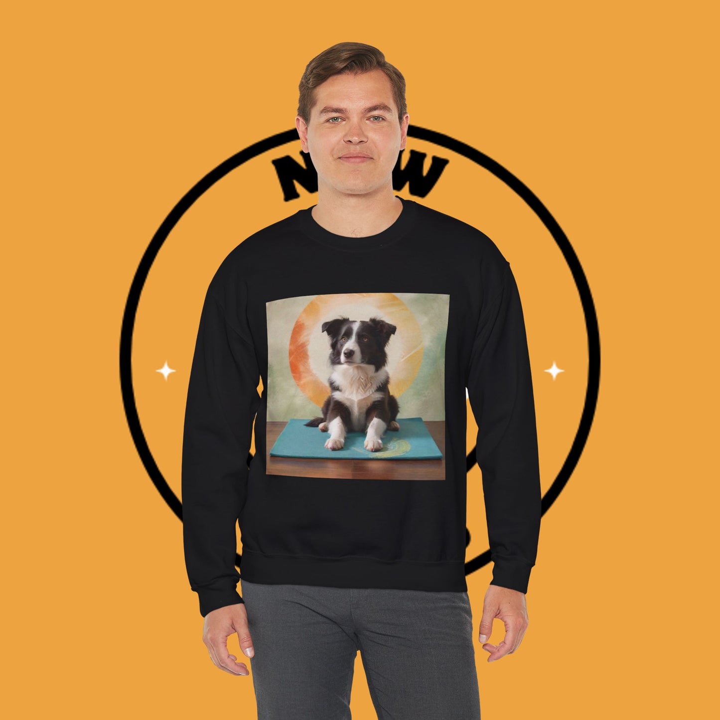 Zen Border Collie Yoga Dog Crewneck Sweatshirt - Meditation Pet Lover Gift | Spiritual Animal Art