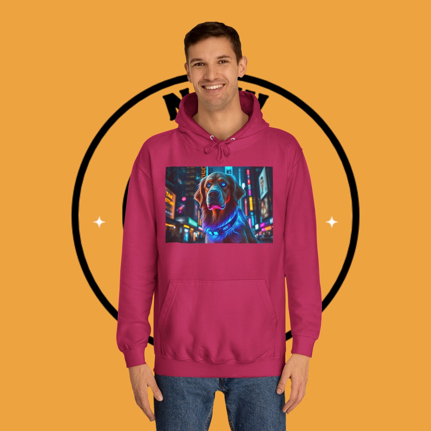Neon City Lights – Futuristic Urban Dog Hoodie - Unisex Hoodies
