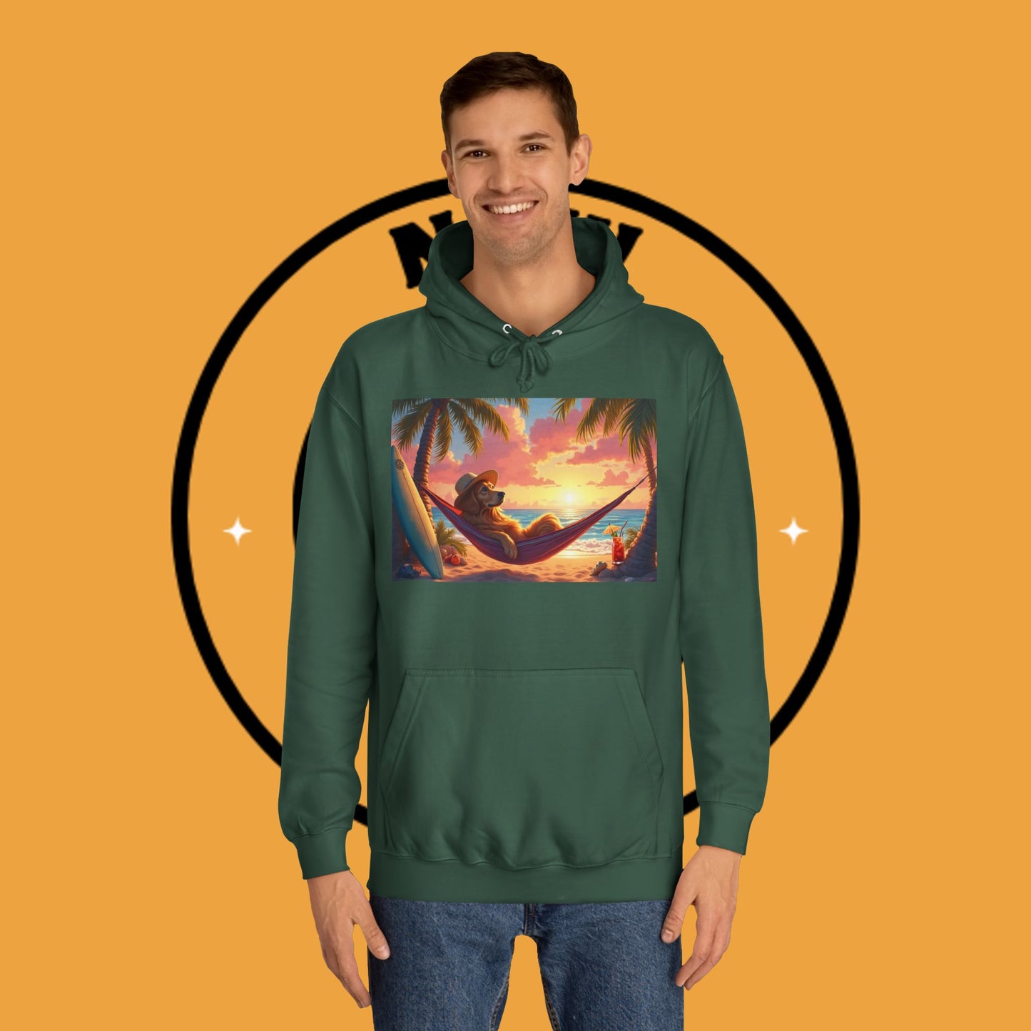 Beachside Bliss Golden Retriever Hammock Hoodie - Unisex Hoodies