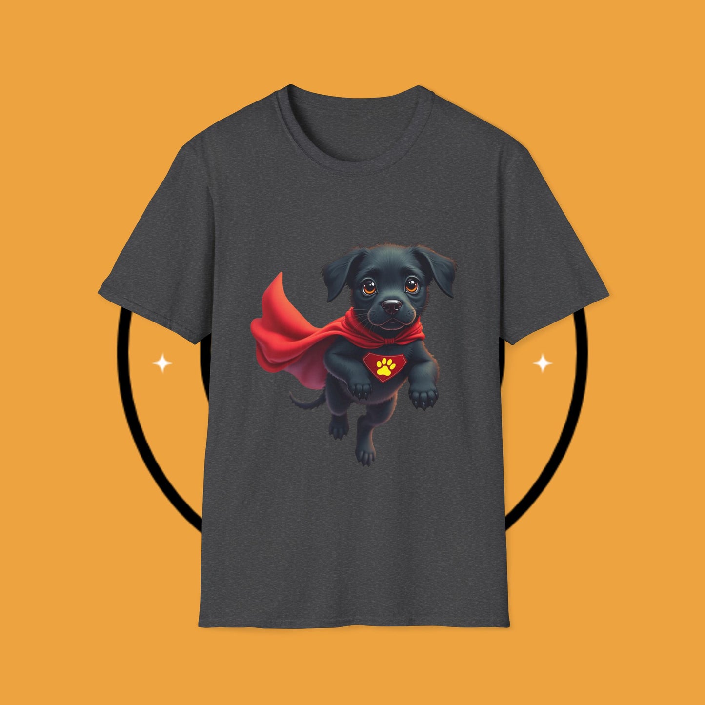 Superhero Retriever Puppy - Dog - Unisex T-Shirt Design Tiny Hero 🦸♂️ | Adorable Black Puppy Superhero T-Shirt for Canine Crusaders