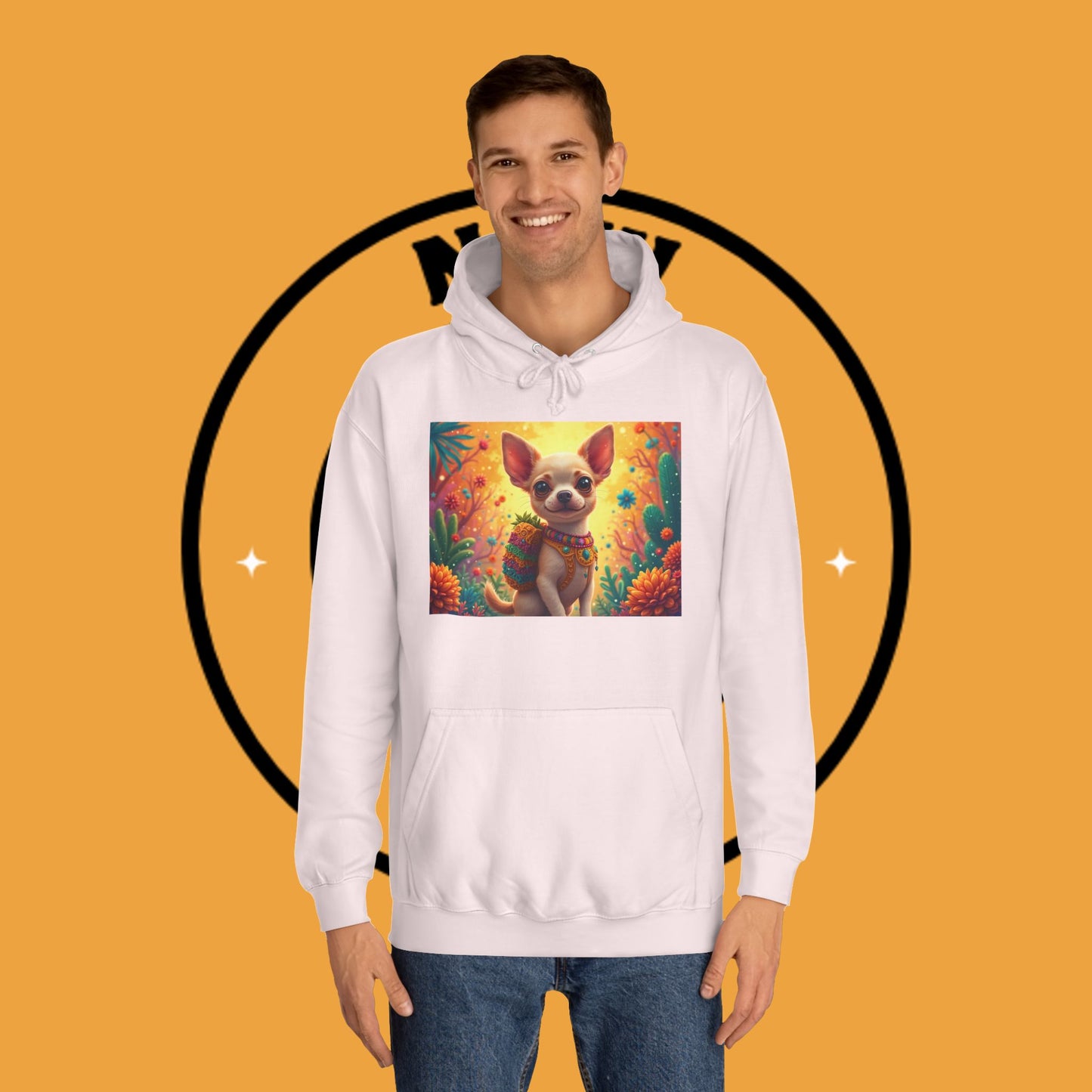 "Mexican Fiesta Chihuahua Hoodie | Day of Dead Dog Art | Colorful Desert Cactus Design | Cinco de Mayo Gift"