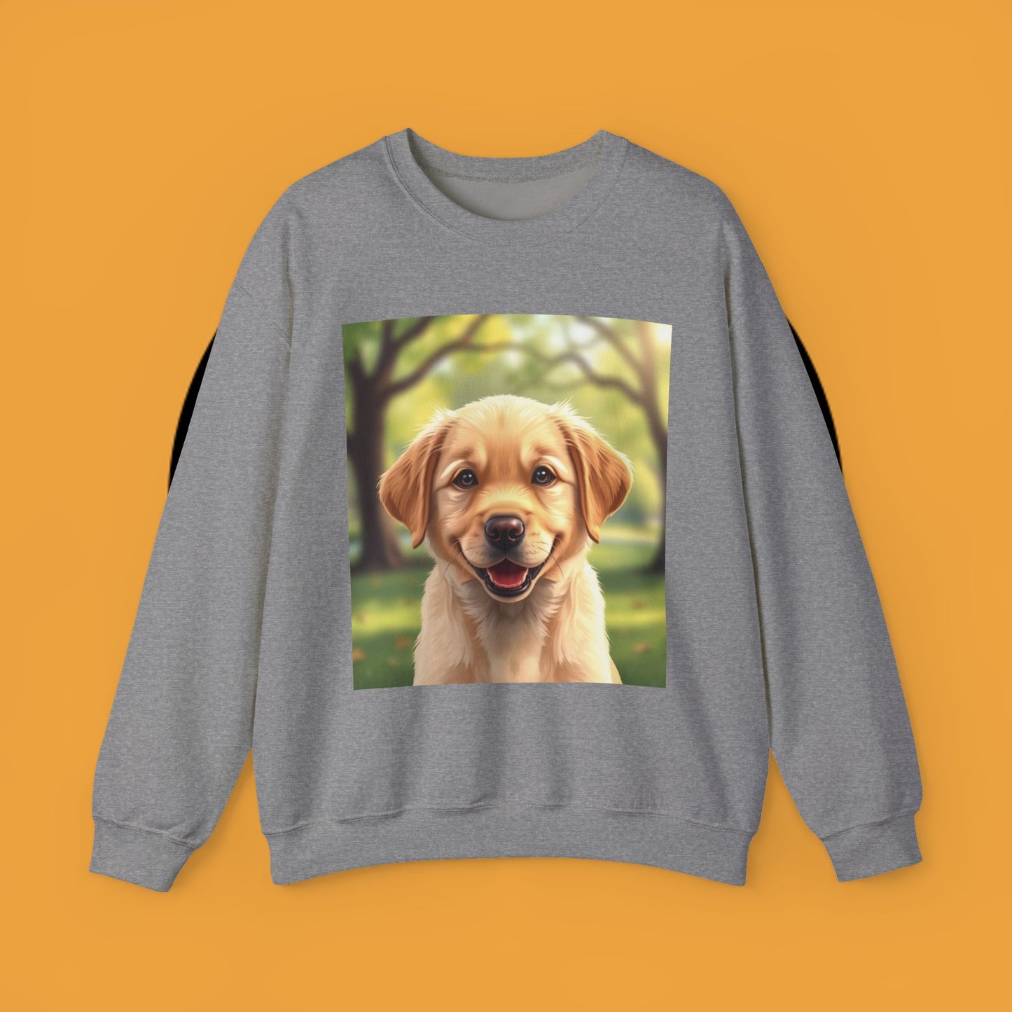 Crewneck Sweatshirt - Adorable Puppy Smiling in the Park - Sweet and Happy Golden Retriever