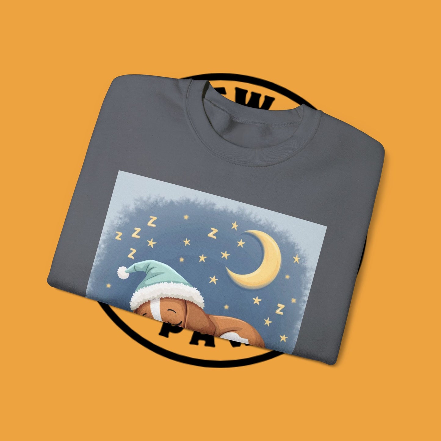 Sleeping Dog Crewneck Sweatshirt - Cute Beagle Design with Moon and Stars