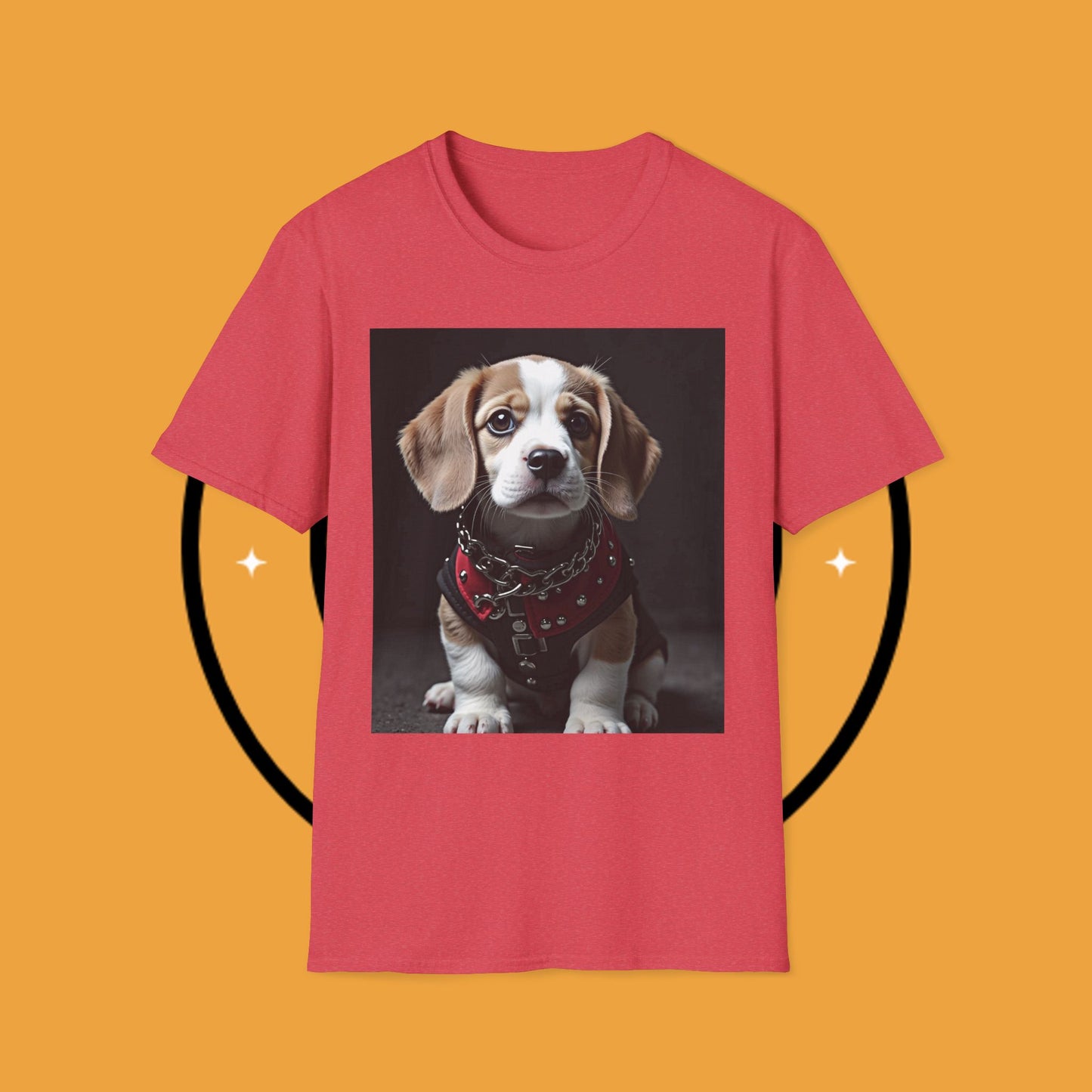 Tough Beagle Puppy T-Shirt - Rebel Dog with Leather Harness Design | Edgy Pet Lover Biker Style Tee