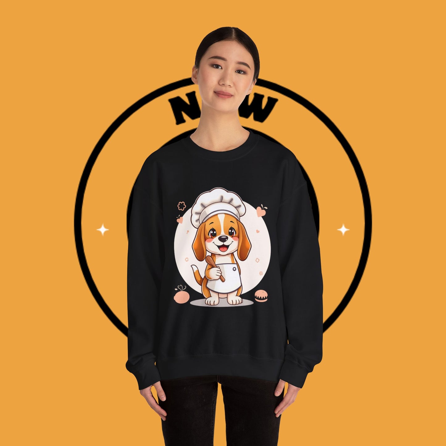 Chef Dog Crewneck Sweatshirt - Kawaii Beagle Design with Chef Hat
