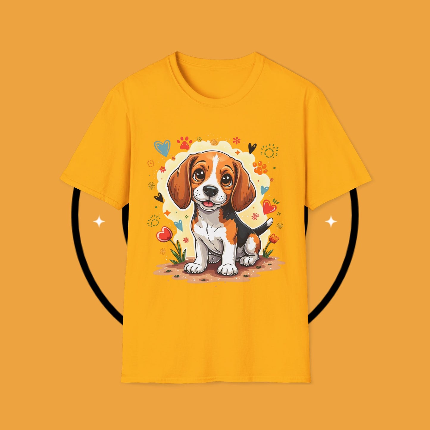 Adorable Beagle Puppy with Hearts & Paws T-Shirt - Cute Dog Love Design Graphic Tee