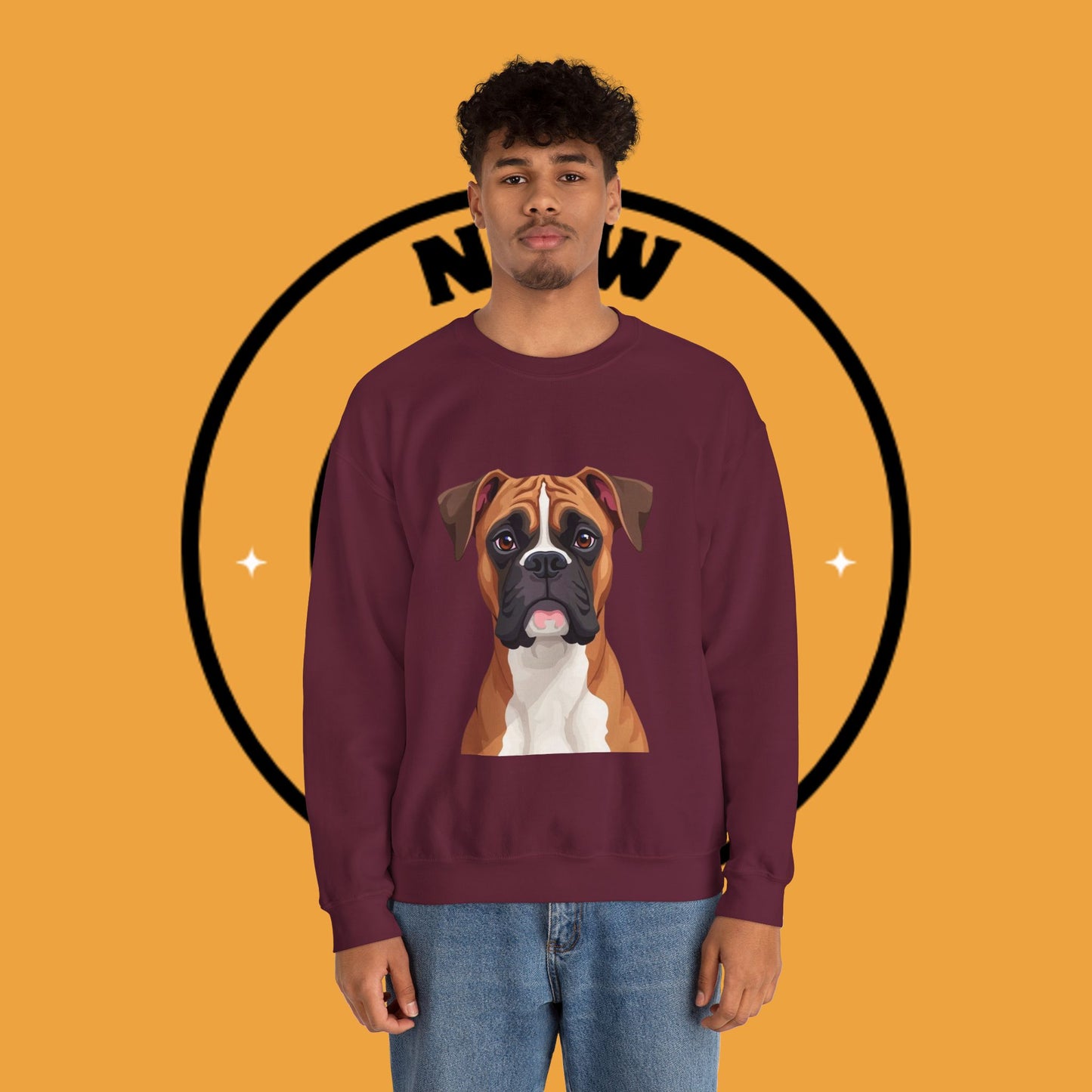 Classic Boxer Dog Portrait Crewneck Sweatshirt | Elegant Dog Lover Gift | Minimalist Boxer Art