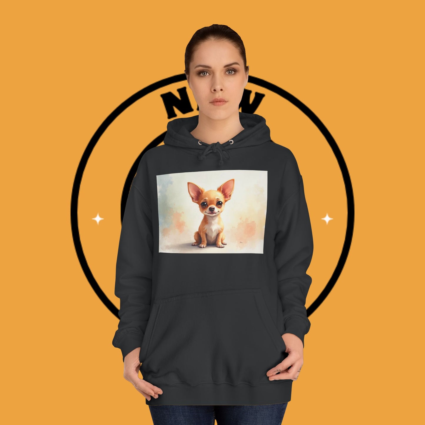 Watercolor Chihuahua Puppy Hoodie - Artistic Dog Portrait Sweatshirt