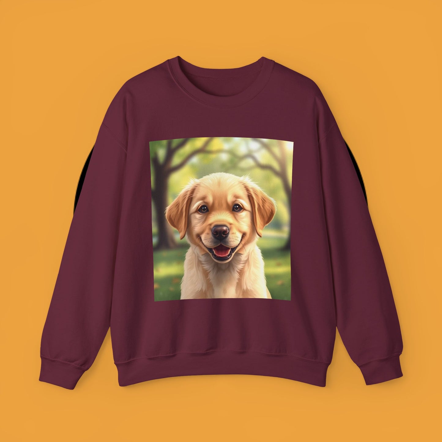 Crewneck Sweatshirt - Adorable Puppy Smiling in the Park - Sweet and Happy Golden Retriever