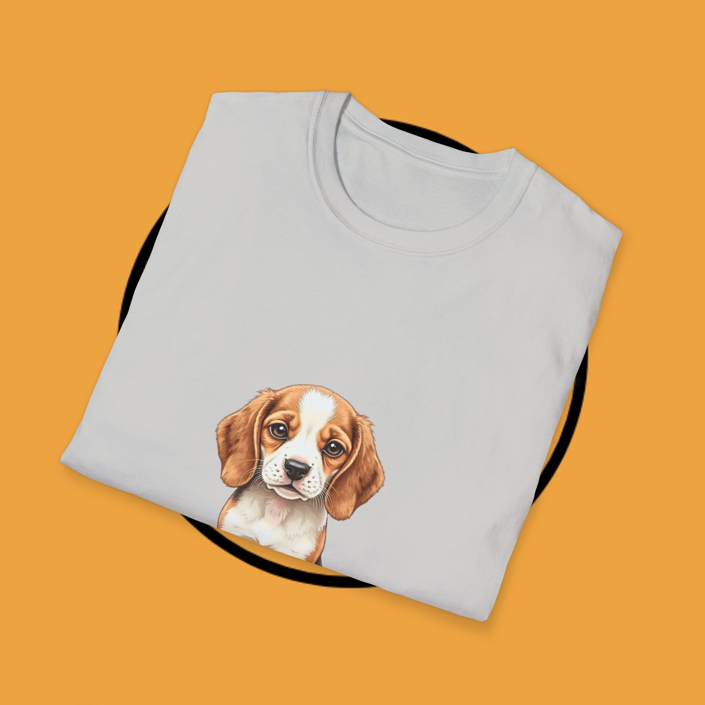 Realistic Beagle Puppy Portrait T-Shirt - Adorable Dog Face Graphic Tee for Pet Lovers