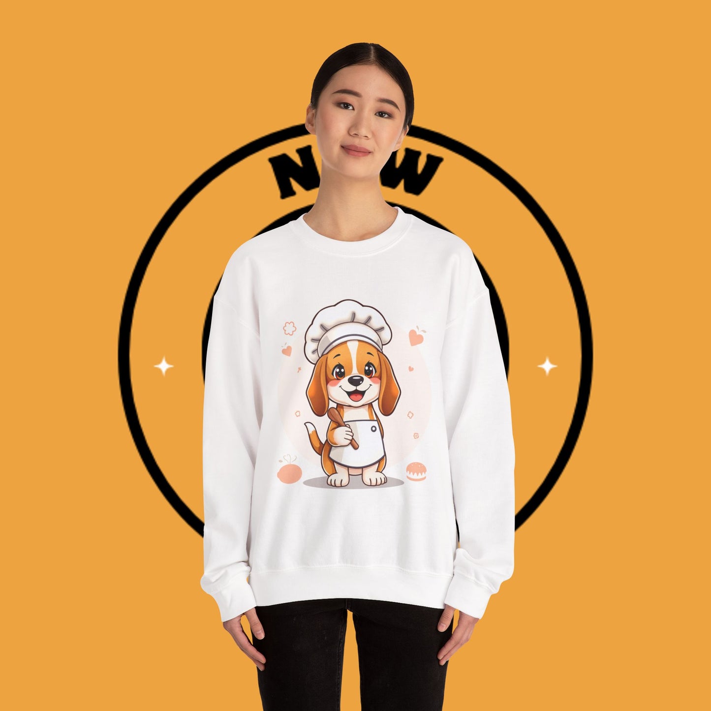 Chef Dog Crewneck Sweatshirt - Kawaii Beagle Design with Chef Hat