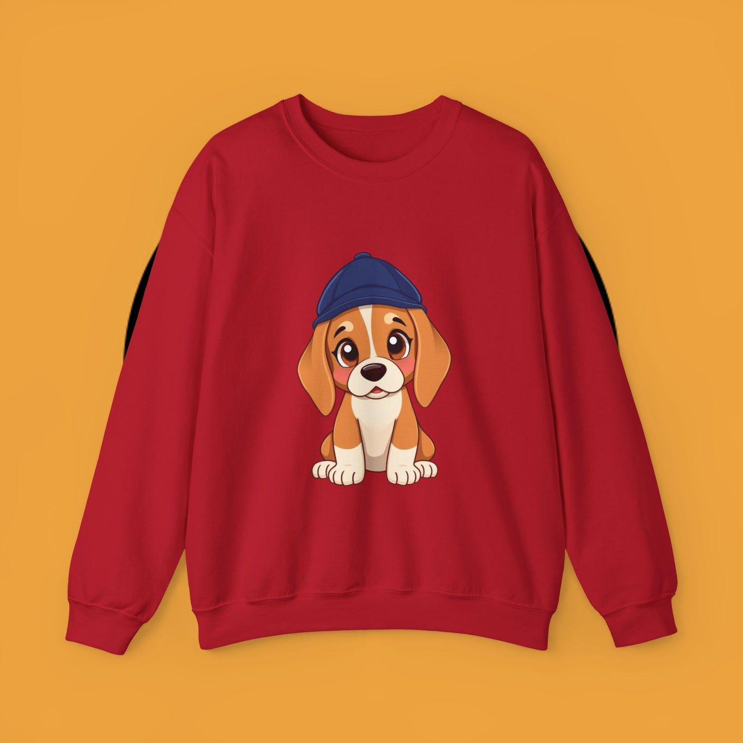 Beagle Puppy Crewneck Sweatshirt with Hat - Adorable Kawaii Dog Design