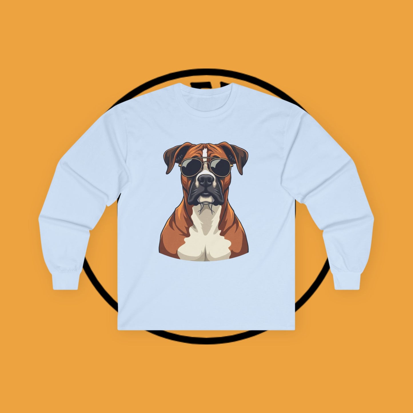 Cool Boxer Dog with Sunglasses Long Sleeve T-Shirt - Funny Aviator Style Design