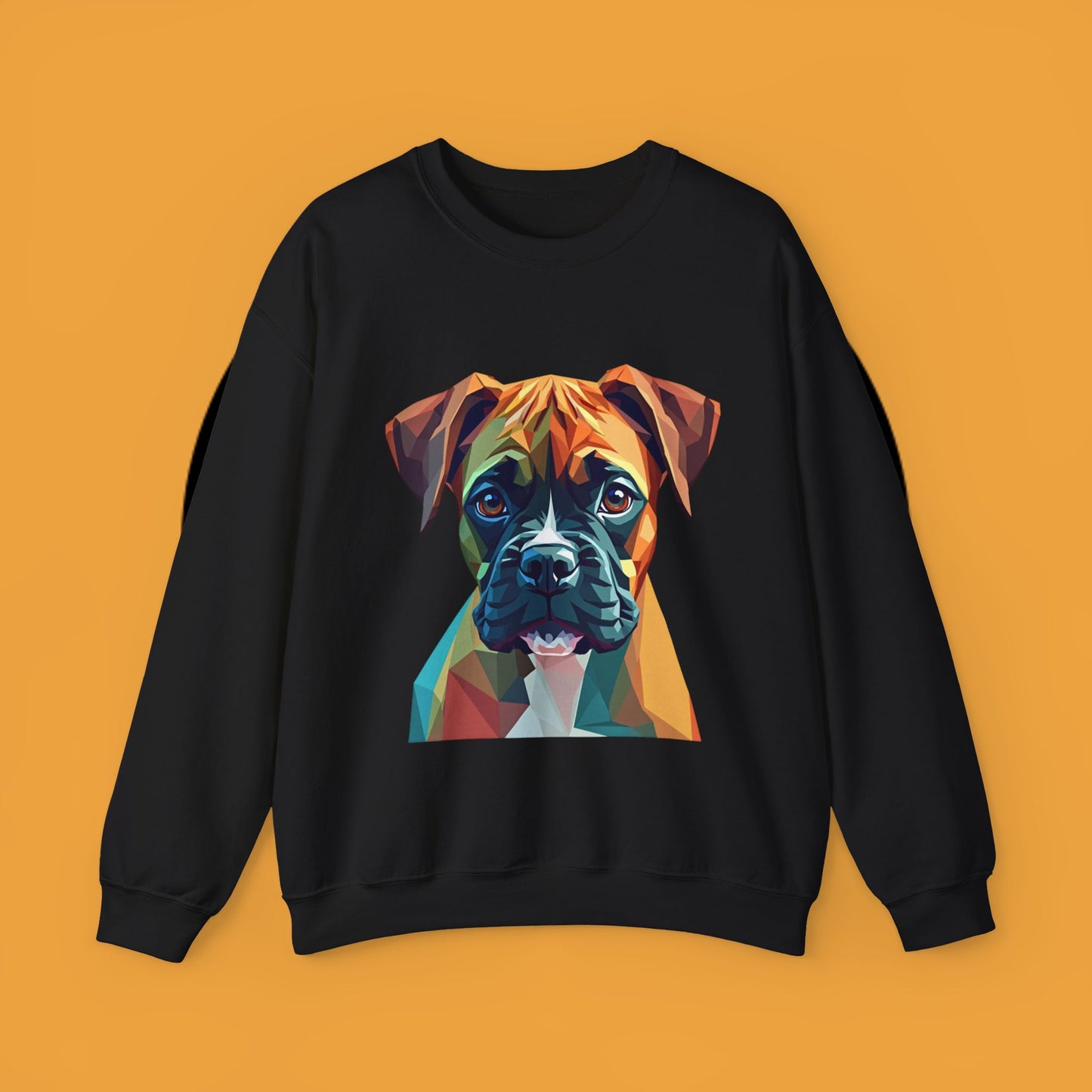 Geometric Boxer Dog Crewneck Sweatshirt - Polygon Art Pet Portrait - Modern Design Lover Gift