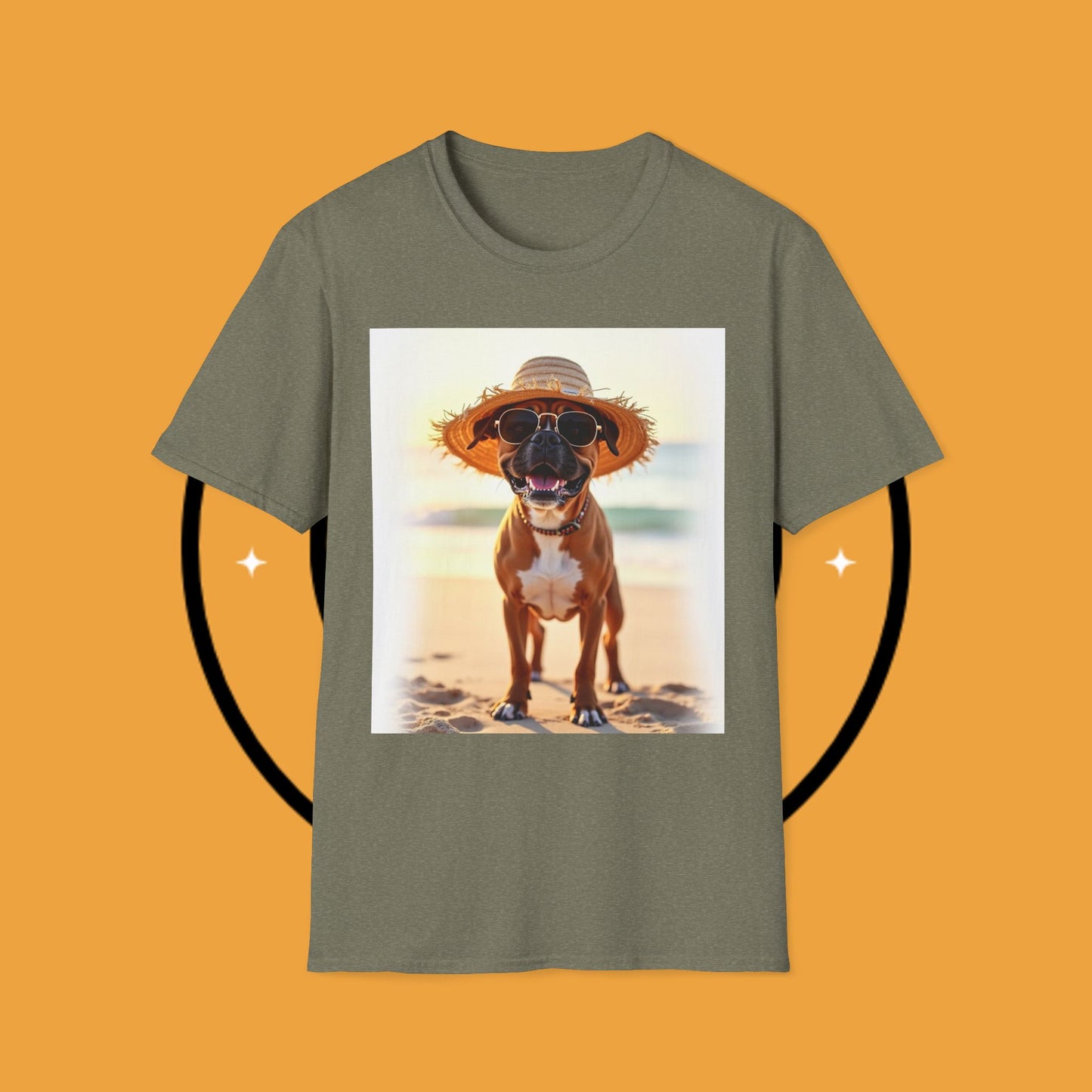 "Vacation Boxer Beach Vibes" Premium Summer T-Shirt / Beach Boxer Dog T-Shirt - Vacation Vibes Summer Pup Tee