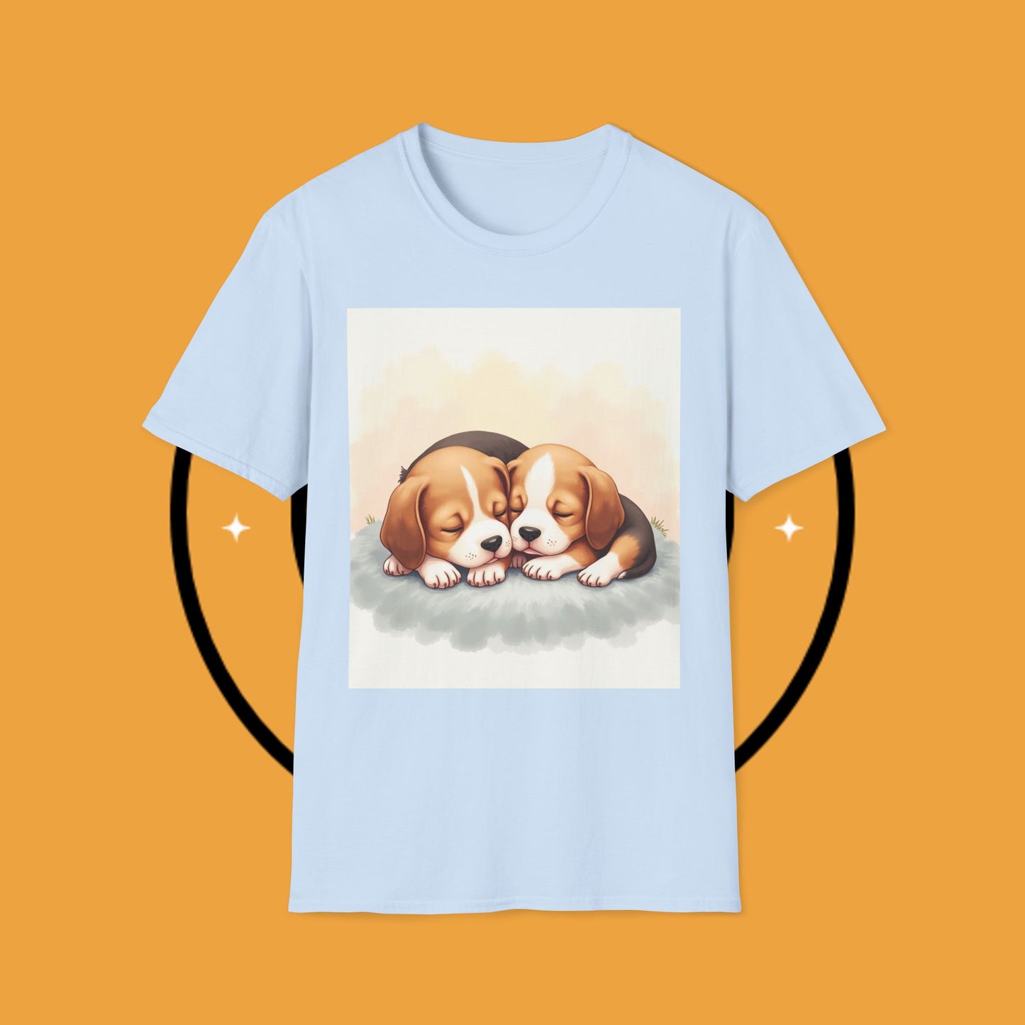 Beagle Twin Puppies Cuddling T-Shirt - Adorable Sleeping Puppies Design | Perfect Gift for Dog Lovers & Siblings