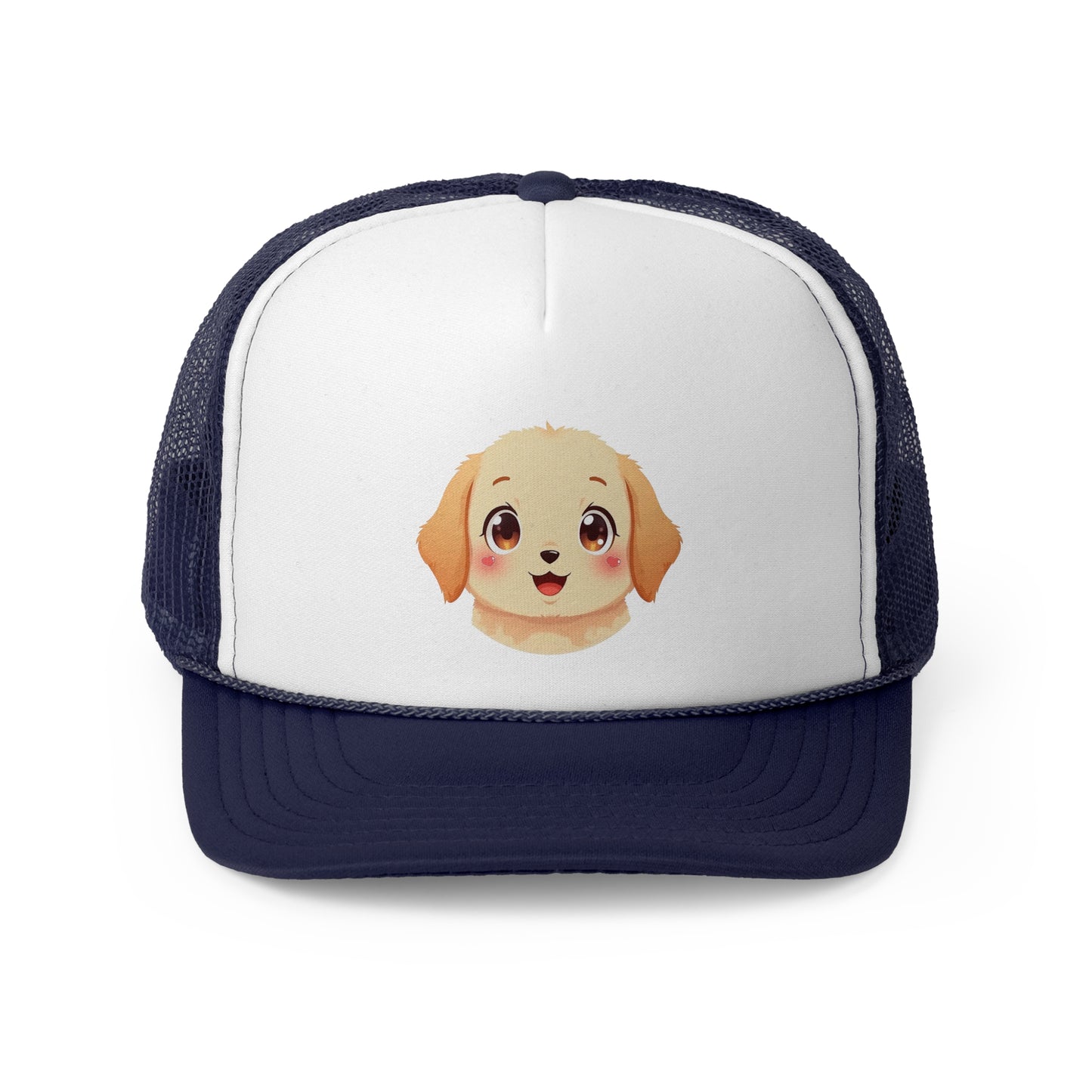 Kawaii Golden Puppy Trucker Cap - Super Cute Chibi Anime Design - Unisex Cute Cap