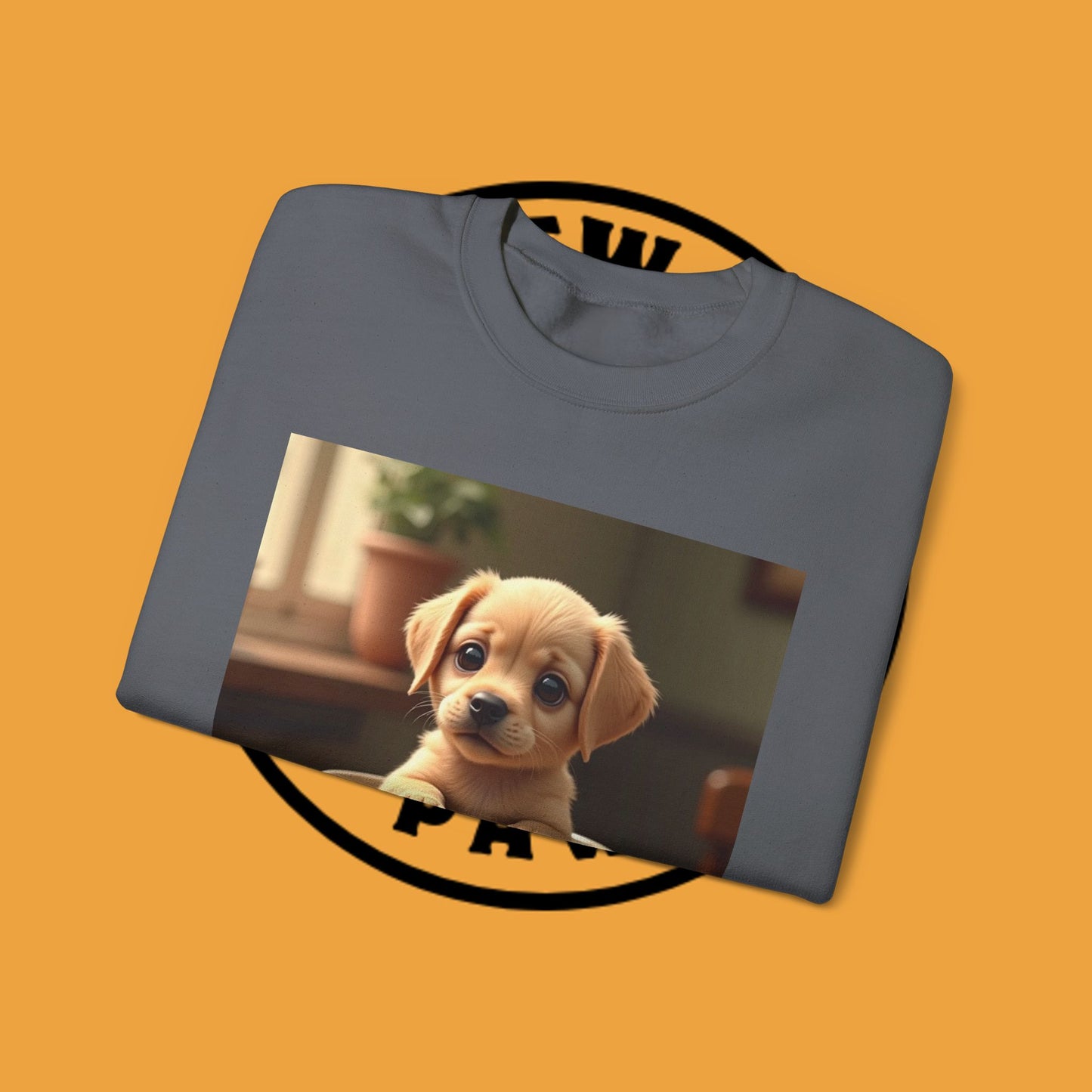 Unisex Dog Lover Crewneck Sweatshirt - Teacup Puppy: Adorable Yellow Lab in Coffee Cup