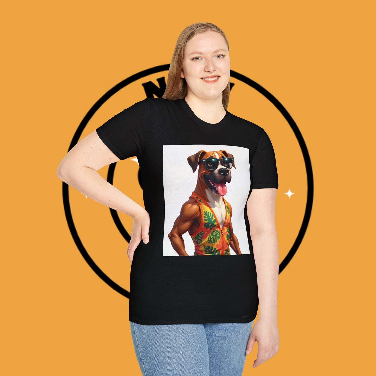 "Buff Beach Boxer" Summer Vacation T-Shirt / Buff Boxer Dog T-Shirt - Funny Muscular Beach Dog Tee