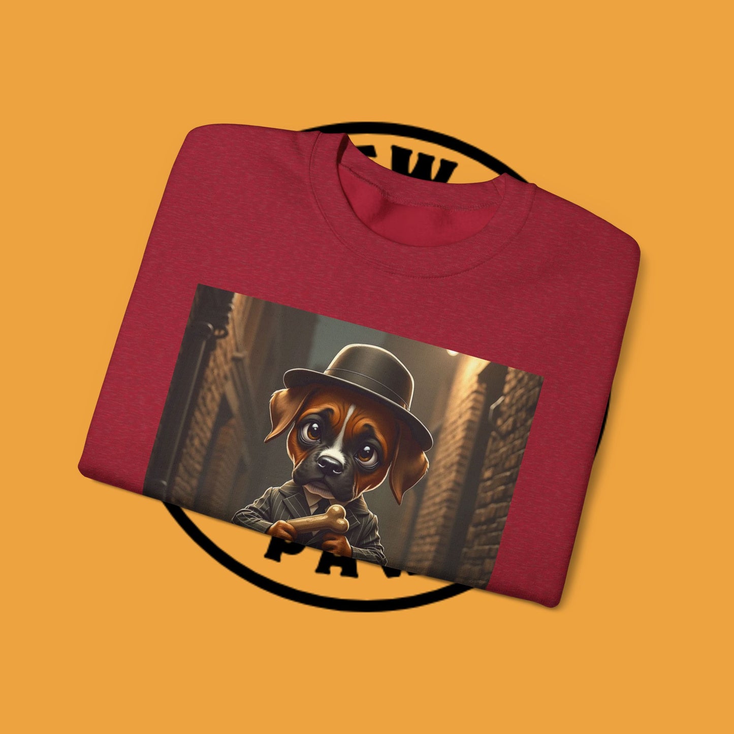 Gangster Puppy Fedora Crewneck Sweatshirt - Vintage Dog Boss Design - Retro Pet Lover Style