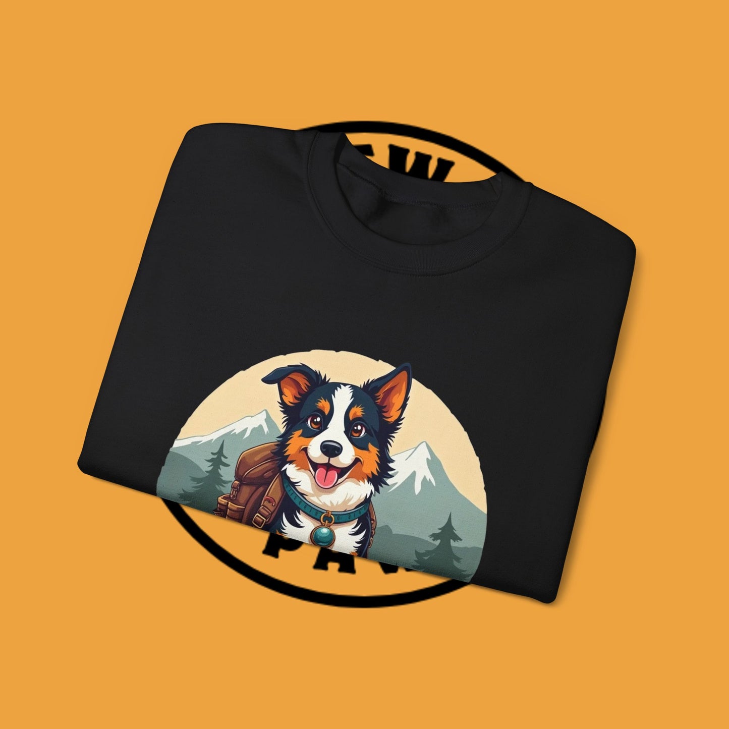 Adventure Dog Hiking Crewneck Sweatshirt - Mountain Explorer Border Collie Design | Outdoor Lover Gift