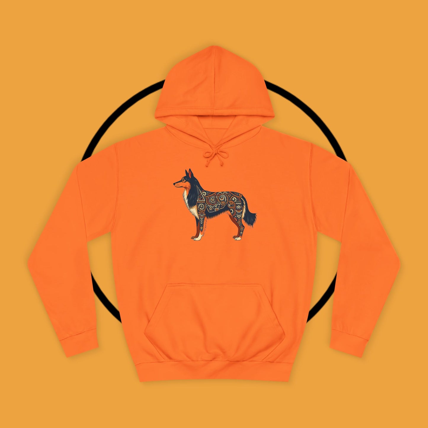 "Tribal Border Collie Mandala Hoodie - Sacred Geometry Dog Art Sweatshirt | Spiritual Celtic Design"