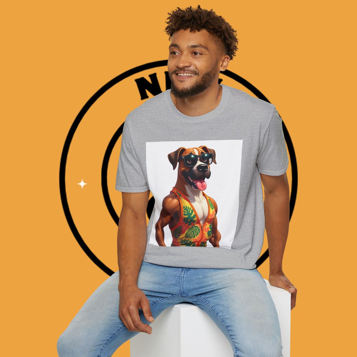"Buff Beach Boxer" Summer Vacation T-Shirt / Buff Boxer Dog T-Shirt - Funny Muscular Beach Dog Tee