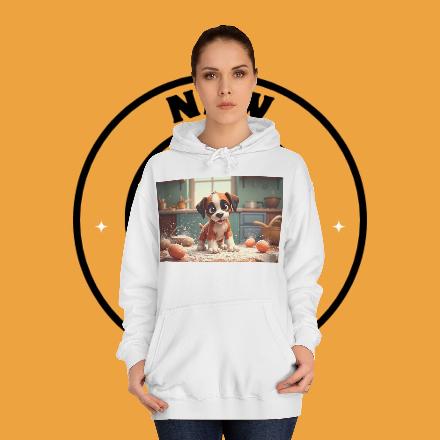Adorable Mischievous Boxer Puppy Hoodie - Cute Kitchen Chaos Design | Dog Lover Gift