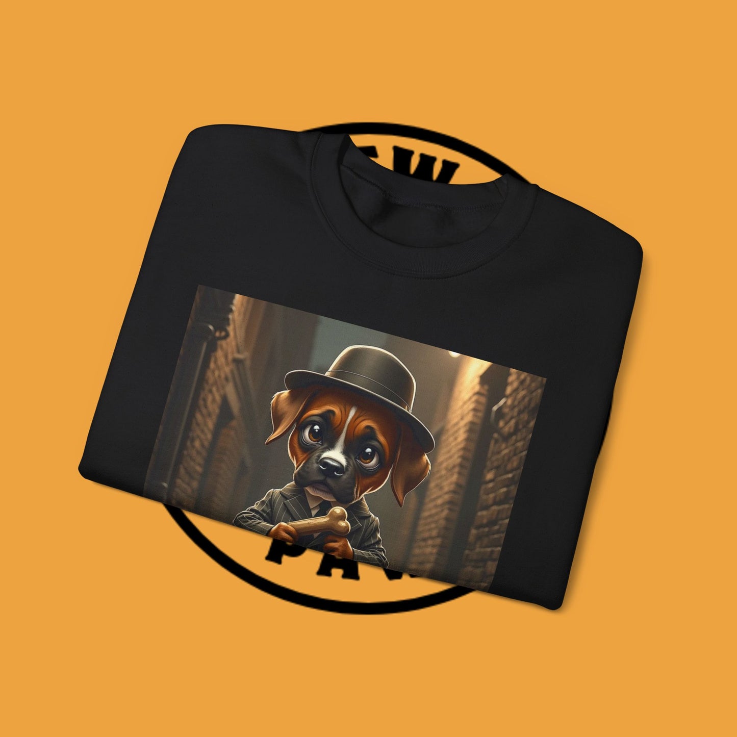 Gangster Puppy Fedora Crewneck Sweatshirt - Vintage Dog Boss Design - Retro Pet Lover Style