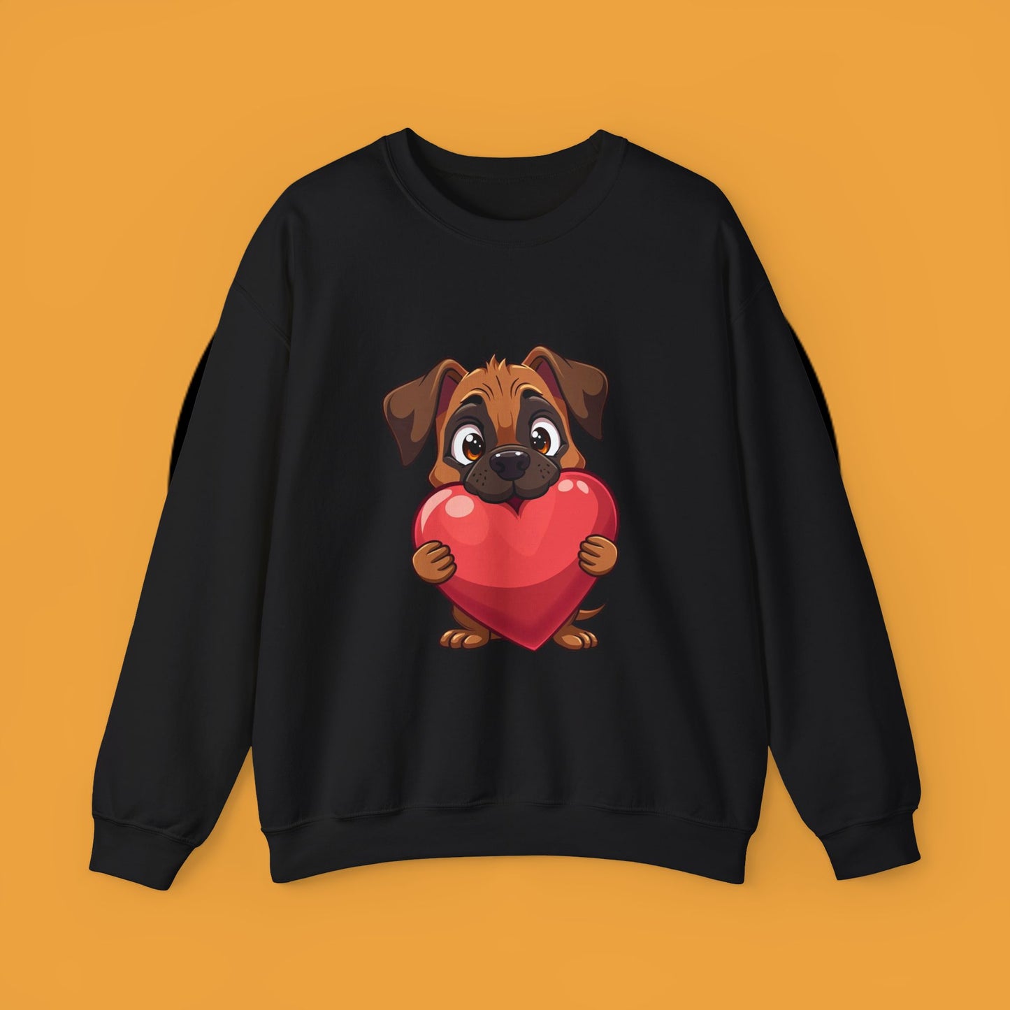 Adorable Puppy Love Heart Crewneck Sweatshirt - Perfect Gift for Dog Lovers