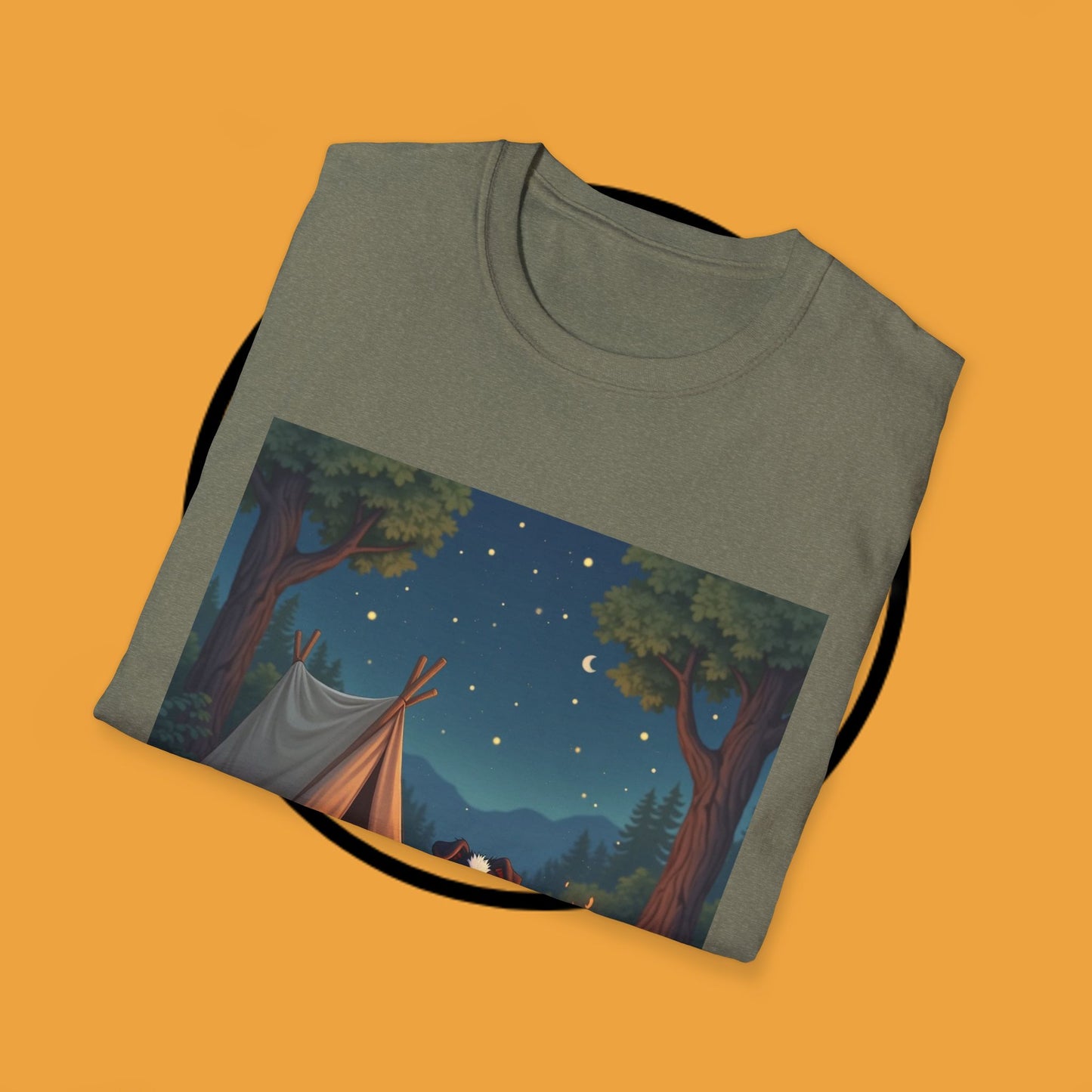 "Camping Adventure Border Collie" - Outdoor Adventure Dog T-Shirt - Border Collie Camping T-Shirt - Outdoor Adventure Dog Under Stars Tee | Nature Lover Pet Gift