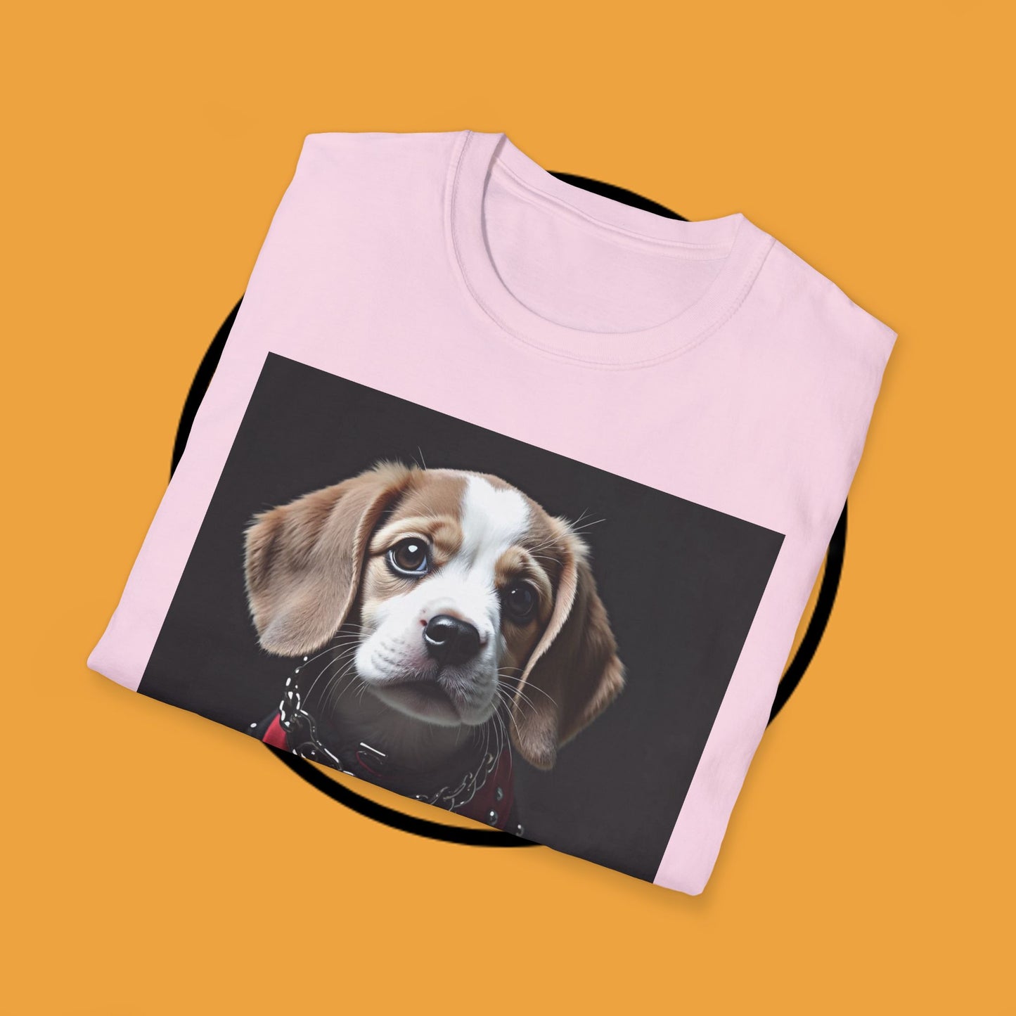 Tough Beagle Puppy T-Shirt - Rebel Dog with Leather Harness Design | Edgy Pet Lover Biker Style Tee