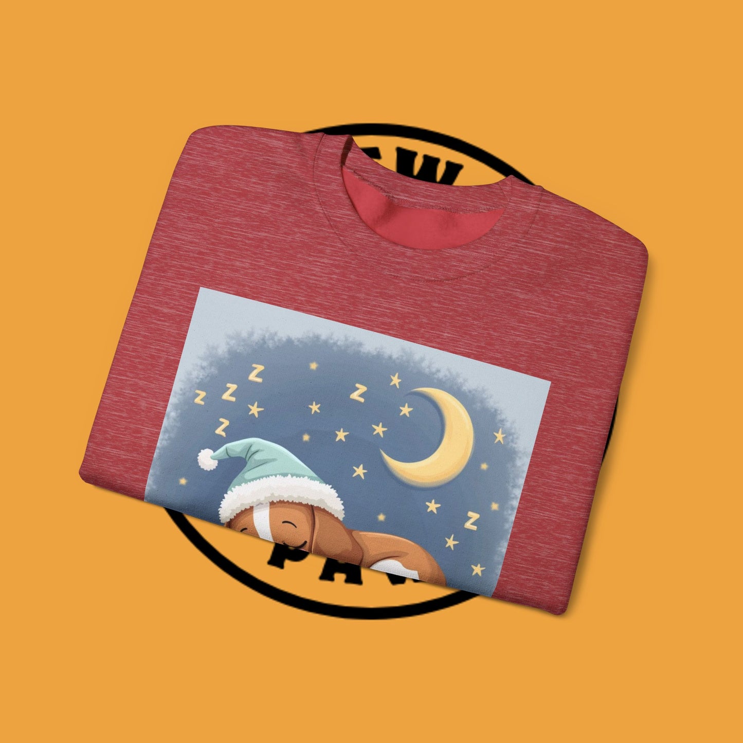 Sleeping Dog Crewneck Sweatshirt - Cute Beagle Design with Moon and Stars