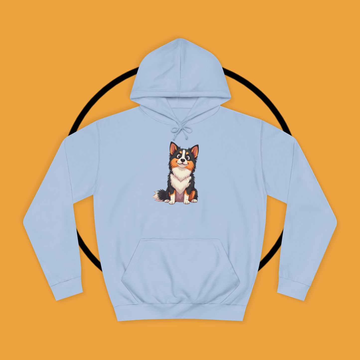 "Cute Tricolor Puppy Hoodie - Adorable Cartoon Dog Design | Kawaii Animal Streetwear for Dog Lovers"