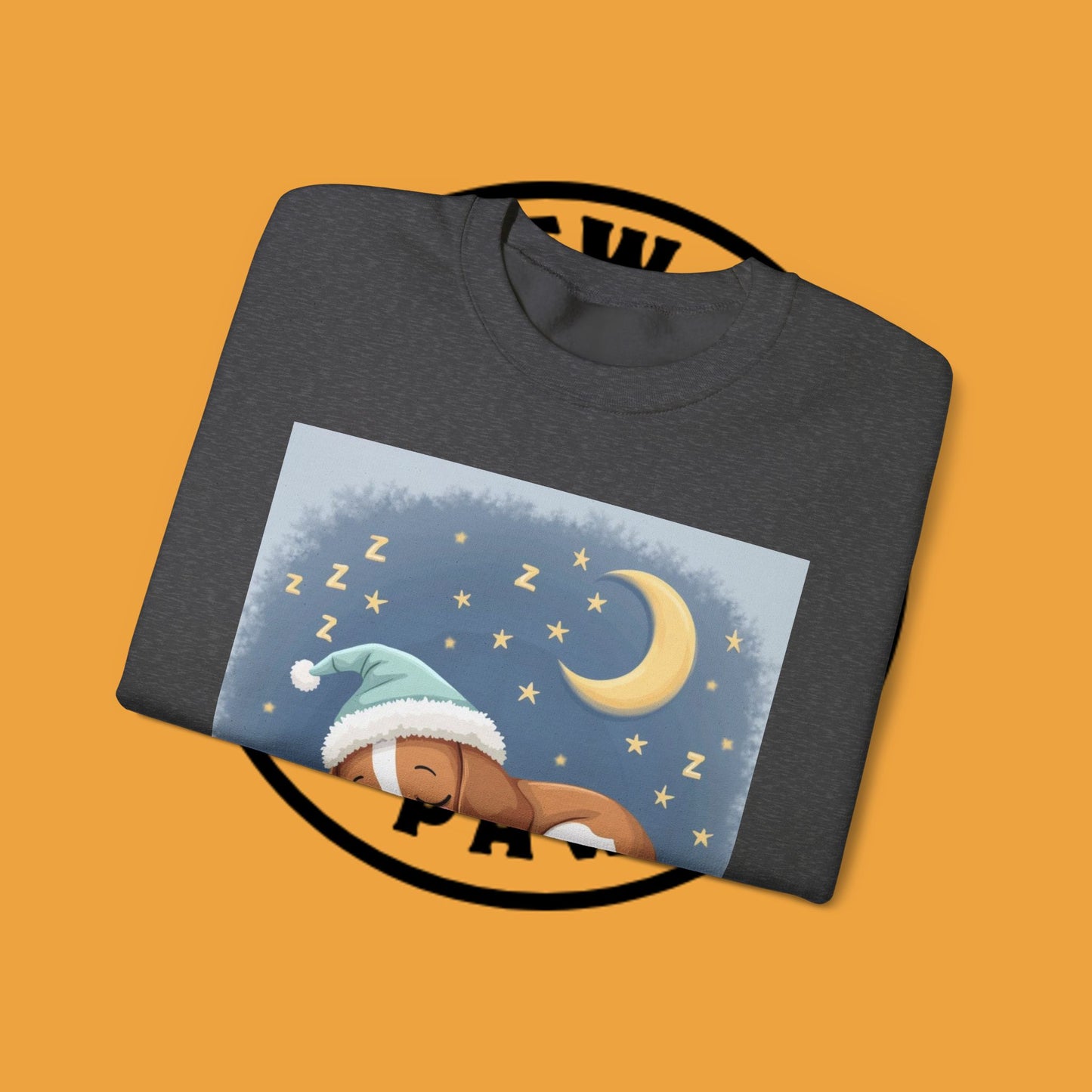 Sleeping Dog Crewneck Sweatshirt - Cute Beagle Design with Moon and Stars