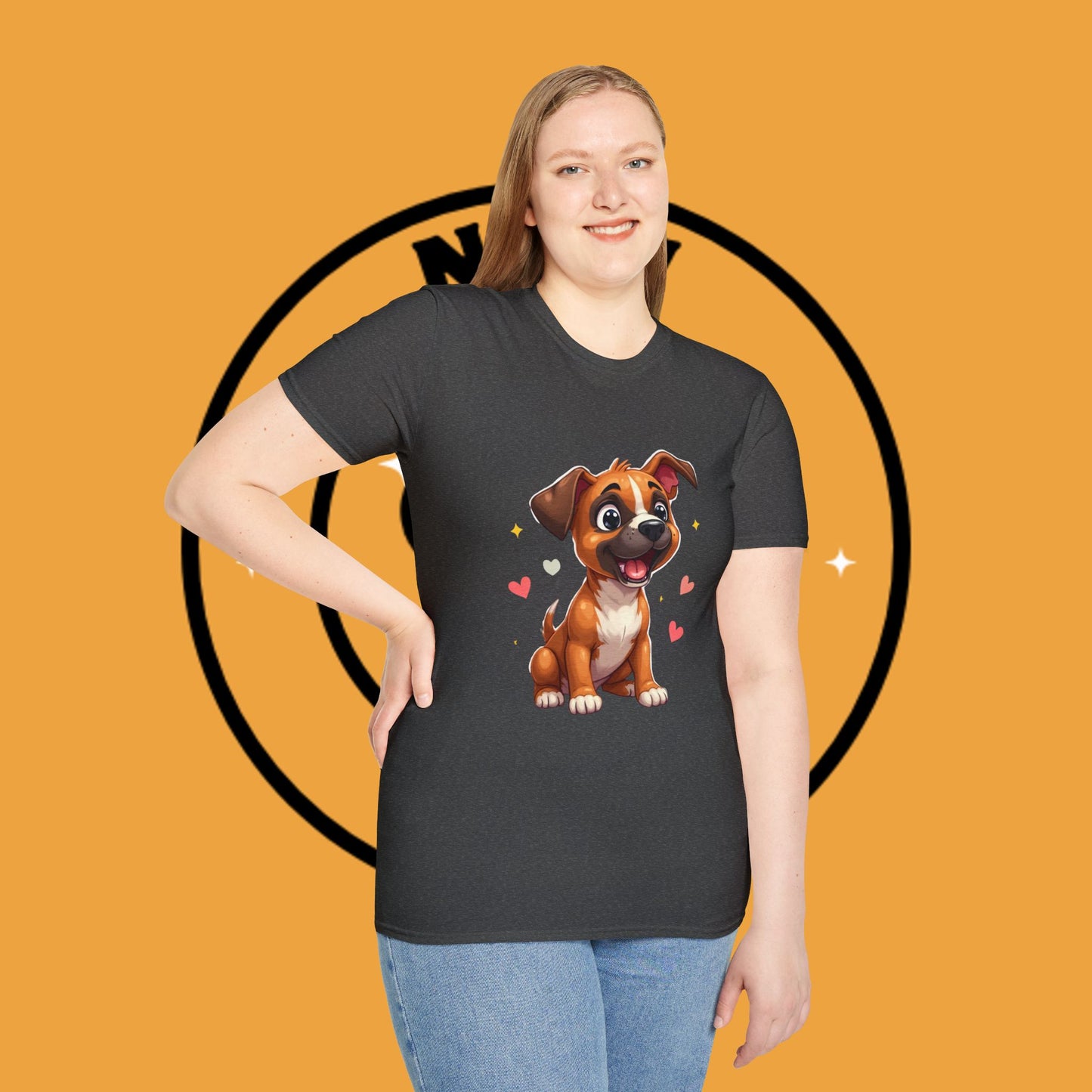 Cute Boxer Puppy Love T-Shirt - Happy Dog Heart Design Tee for Dog Lovers