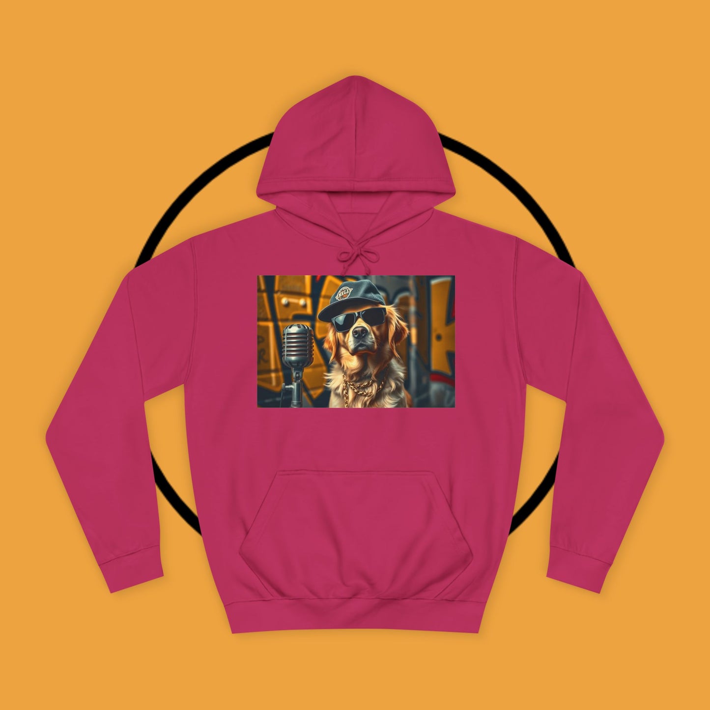 Hip Hop Hound - Cool Dog Rapper with Microphone - Rapper Dog Hoodie: Street Style Icon with Retro Vibes - Unisex Hoodie